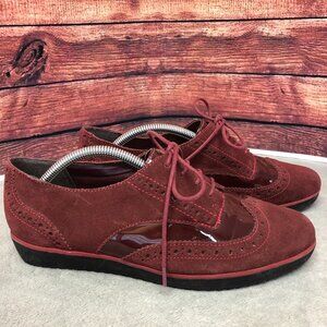 Clarks Somerset Wine Brogue Oxford Derby Suede Lace Up Shoes
